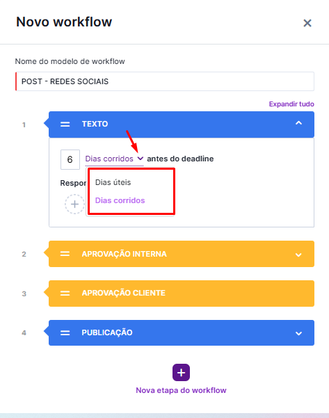 Diferença visual entre etapas azuis e amarelas