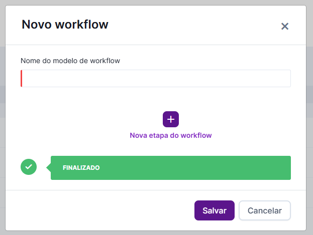 Adicionando etapas ao novo modelo