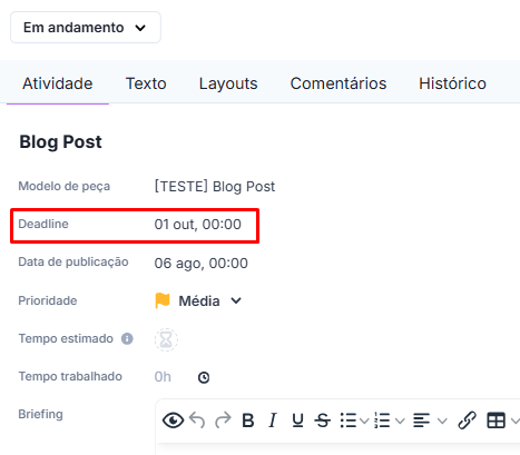 Cálculo automático de datas a partir do deadline