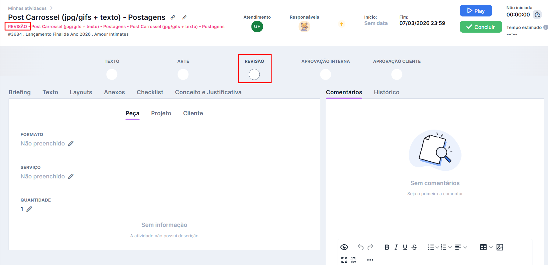 Duas etapas sendo executadas em paralelo com workflow flexível