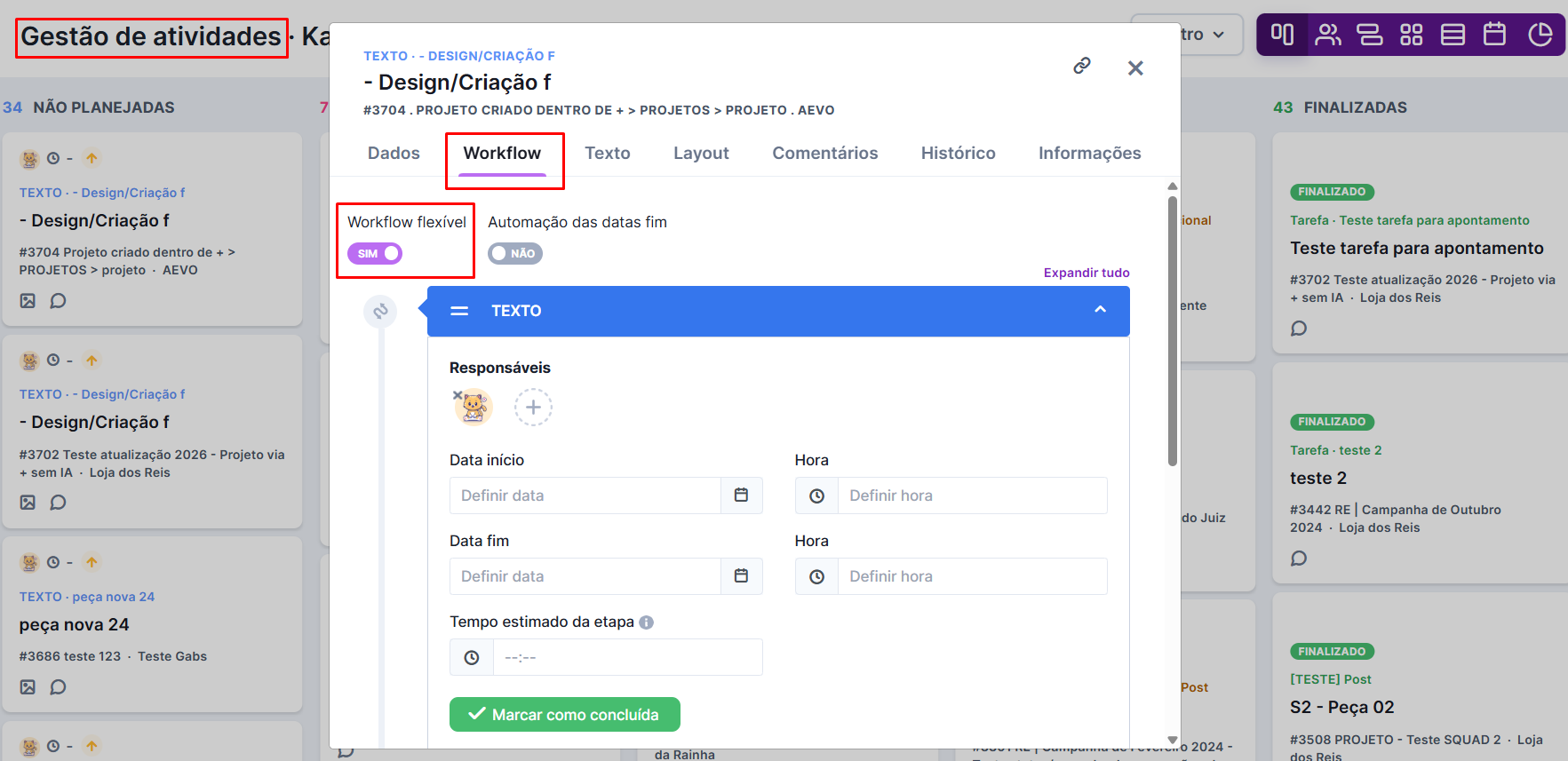 Ativando o workflow flexível pela Gestão de Atividades