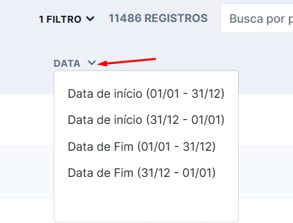 Ordenação por data